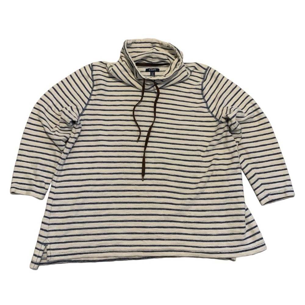 Chaps Striped Cowl Neck 3/4 Sleeve Sweater Top Size 1X